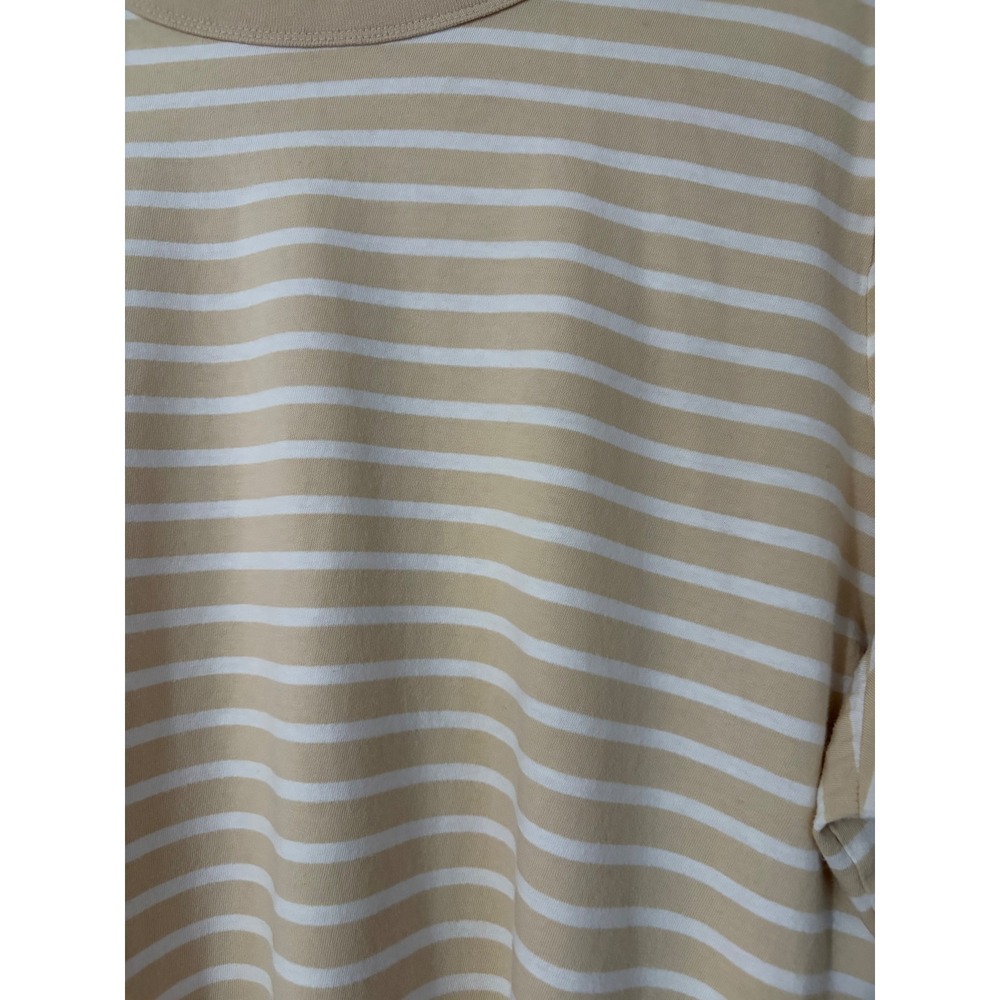 Old Navy Everywear Womens XXL Tan White Striped Long Sleeve Cotton T-Shirt - Picture 2 of 9